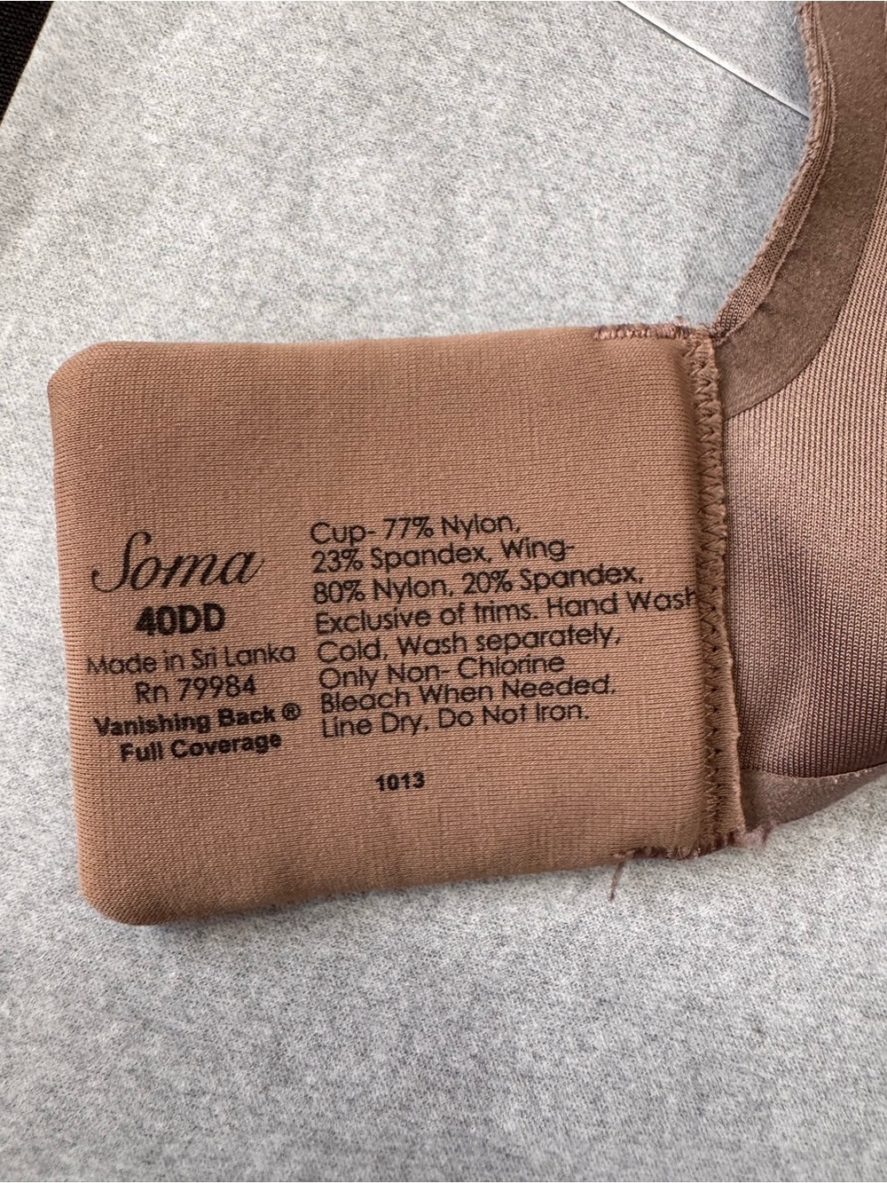 Soma Vanishing Back Full Coverage Underwire Bra Mochaccino Brown 40DD 1013 - Picture 5 of 5